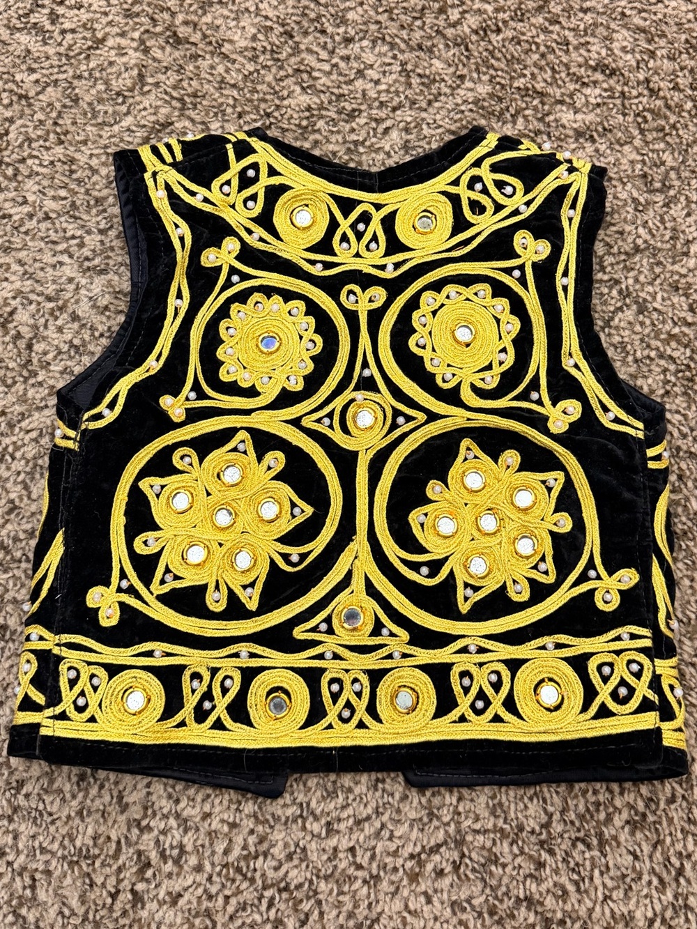 Vintage Kids Black Mirrored Afghan Vest - Picture 2 of 5